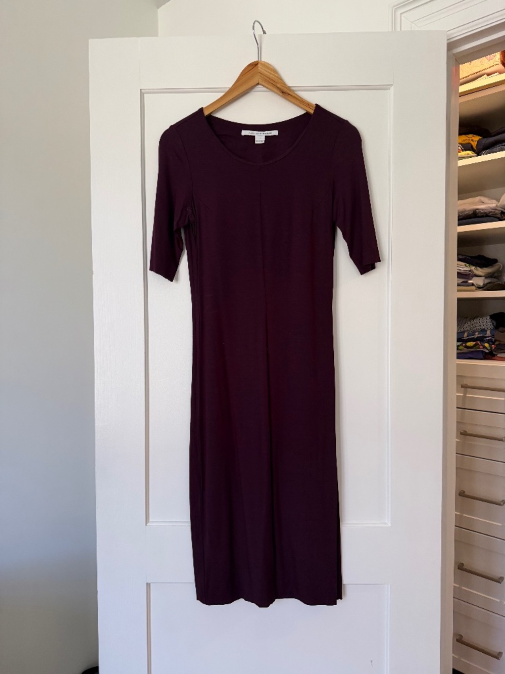 Diane Von Furstenberg — Jersey Midi Dress (Small Burgundy)